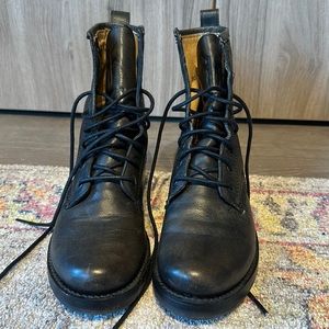 Frye combat boots brown leather lace up size 5.5